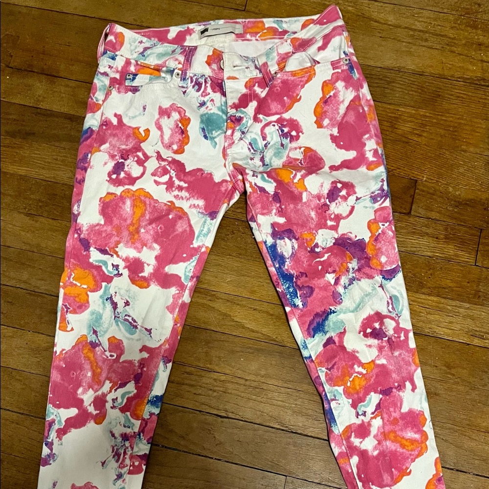 Size 29 Levi floral pattern jean white , purple, pink and orange